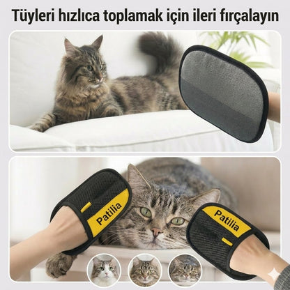 Patilia Çift Taraflı Evcil Hayvan Tarama Eldiveni